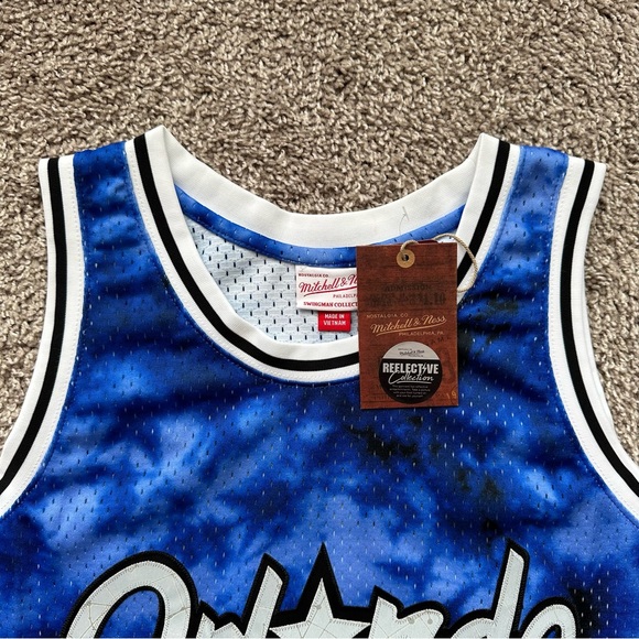 NBA GALAXY SWINGMAN ORLANDO MAGIC HARDAWAY BASKETBALL REFLECTIVE TIE DYE BLACK - Picture 3 of 6